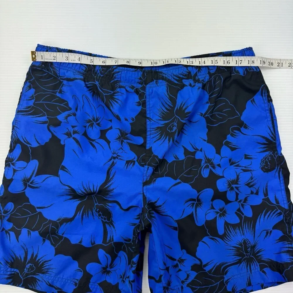 Vintage Polo Ralph Lauren Swim Trunks Blue Hibiscus Floral Mens L